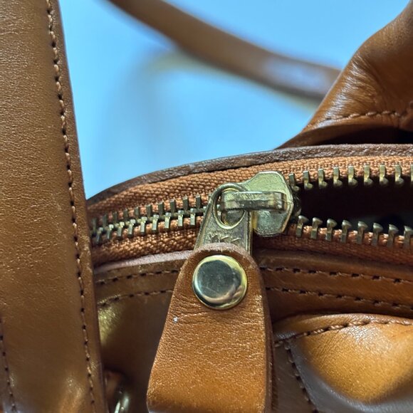 VTG Vintage Saddle Leather Top Handle Satchel Shoulder Bag with Crossbody Strap - Picture 9 of 11